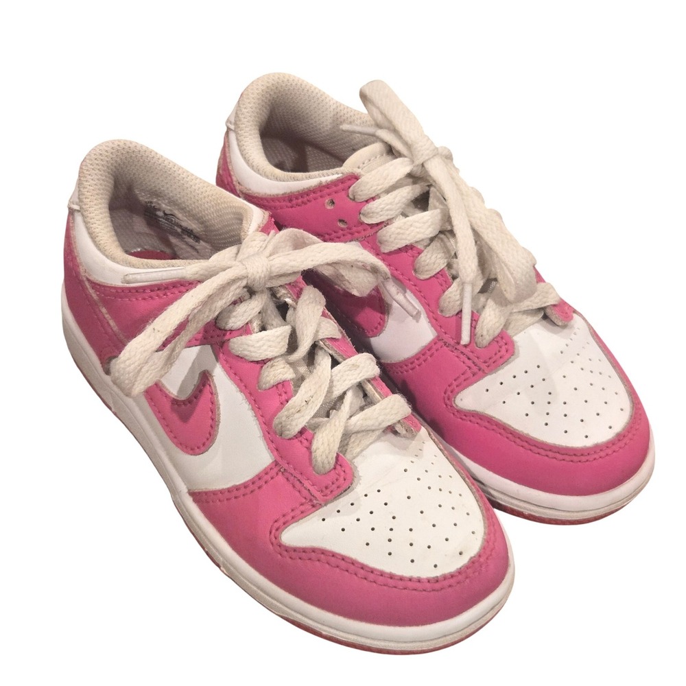 Nike Dunk Low Pink White Kids Sneakers FB9108-102‎ Size 11C Low Top Shoes